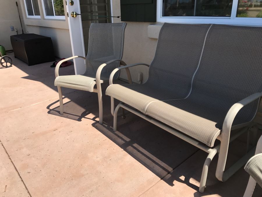 Outdoor Aluminum Furniture Glider Rocker Bench And Pair Of Chairs [Photo 3]