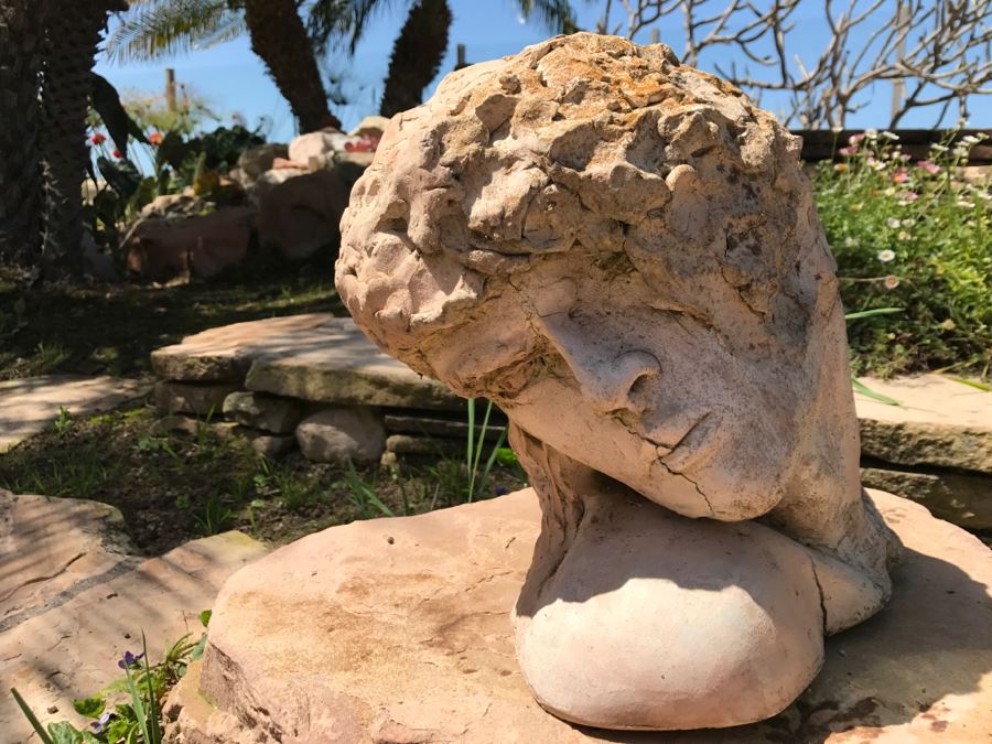 Original Clay Bust Sculpture By Nancy Dreher Rice Note Repairs In Photos [Photo 5]