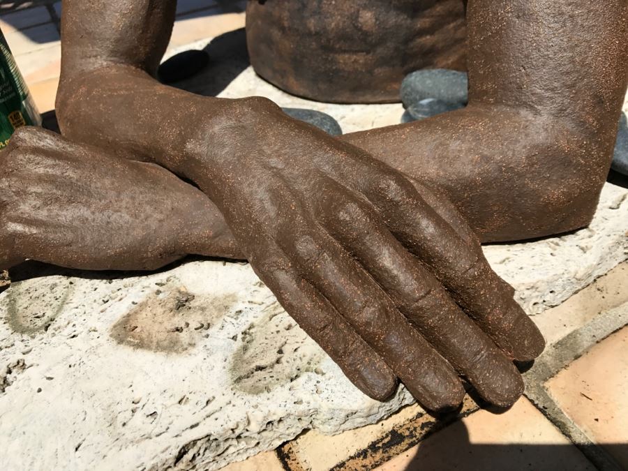 Original Clay Body Torso Sculpture By Nancy Dreher Rice Great For Garden (See Repairs In Photos) [Photo 5]