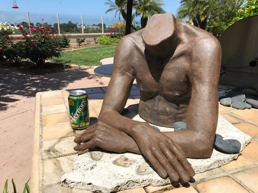 Original Clay Body Torso Sculpture By Nancy Dreher Rice Great For Garden (See Repairs In Photos) [Photo 3]