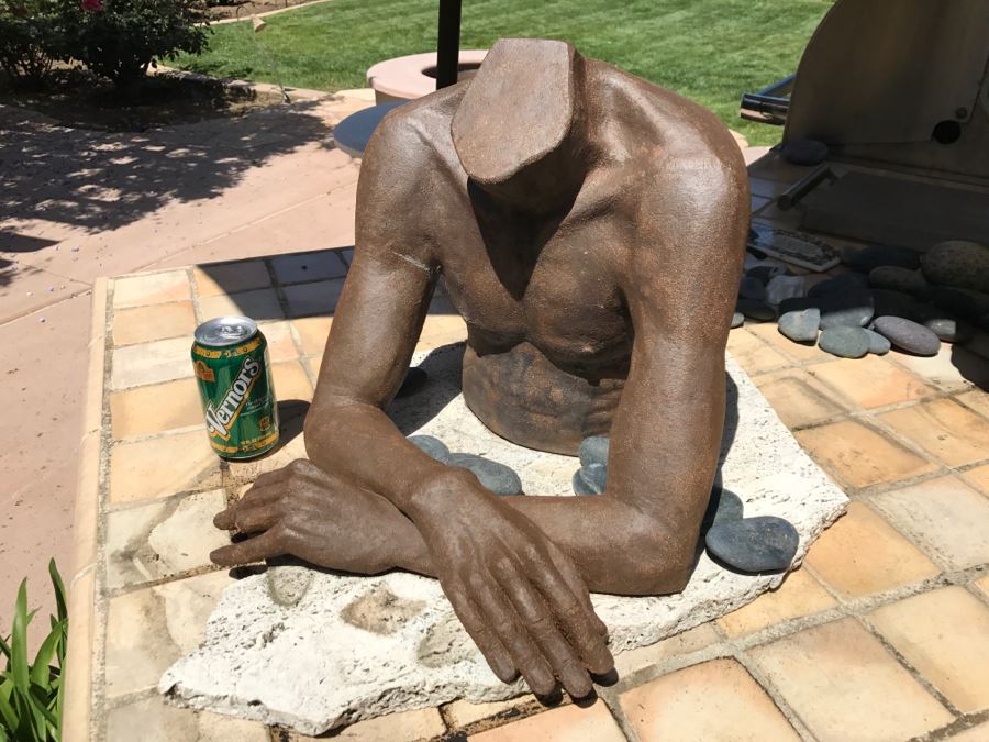 Original Clay Body Torso Sculpture By Nancy Dreher Rice Great For Garden (See Repairs In Photos) [Photo 8]