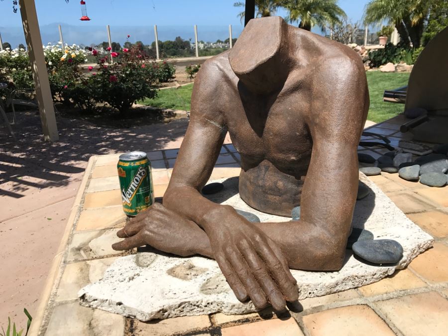 Original Clay Body Torso Sculpture By Nancy Dreher Rice Great For Garden (See Repairs In Photos) [Photo 4]