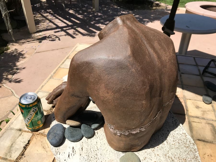 Original Clay Body Torso Sculpture By Nancy Dreher Rice Great For Garden (See Repairs In Photos) [Photo 12]