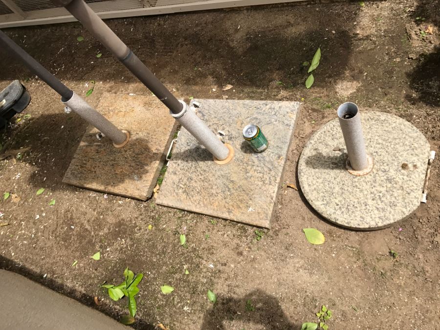 Set Of (2) Outdoor Umbrellas With (3) Marble Umbrella Stands [Photo 6]