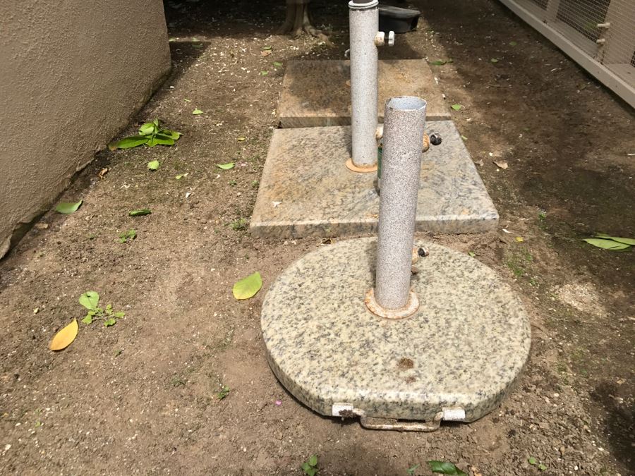 Set Of (2) Outdoor Umbrellas With (3) Marble Umbrella Stands [Photo 11]