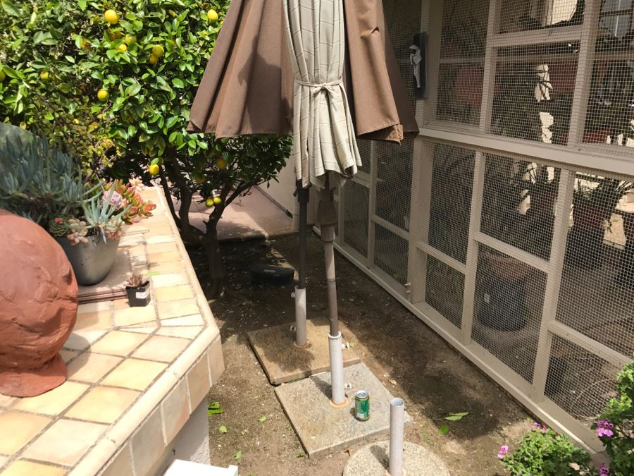 Set Of (2) Outdoor Umbrellas With (3) Marble Umbrella Stands [Photo 7]