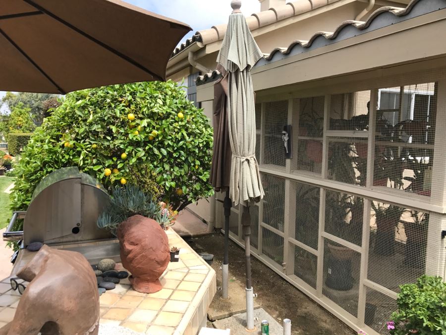 Set Of (2) Outdoor Umbrellas With (3) Marble Umbrella Stands [Photo 4]