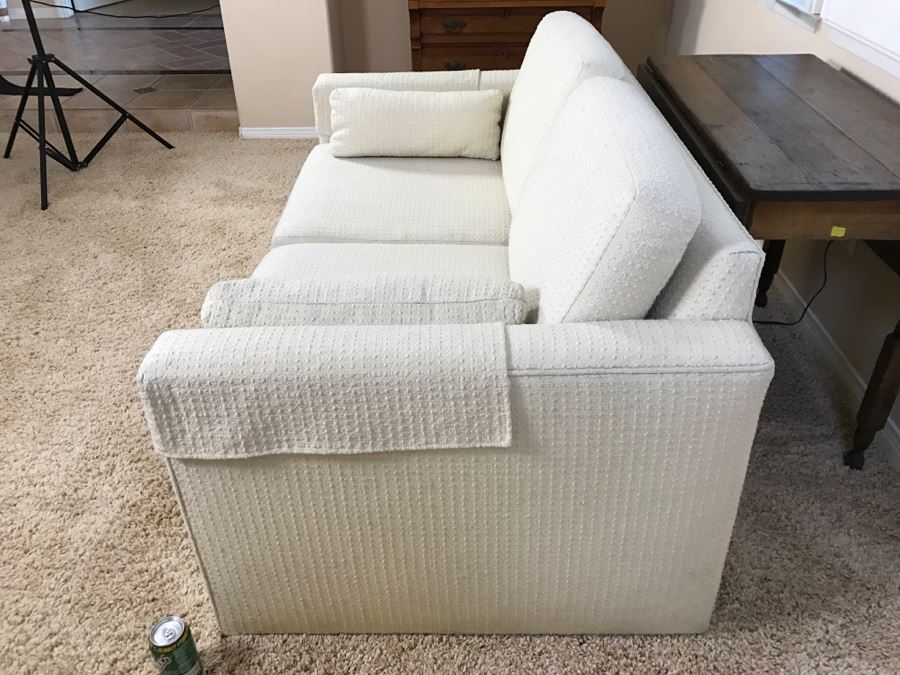 Pair Of White Upholstered Loveseat Sofas [Photo 5]