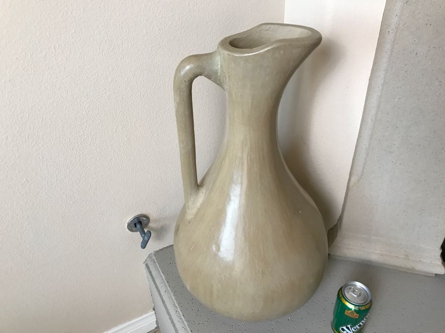 Large Decorative Pitcher Ewer Vessel Pottery
