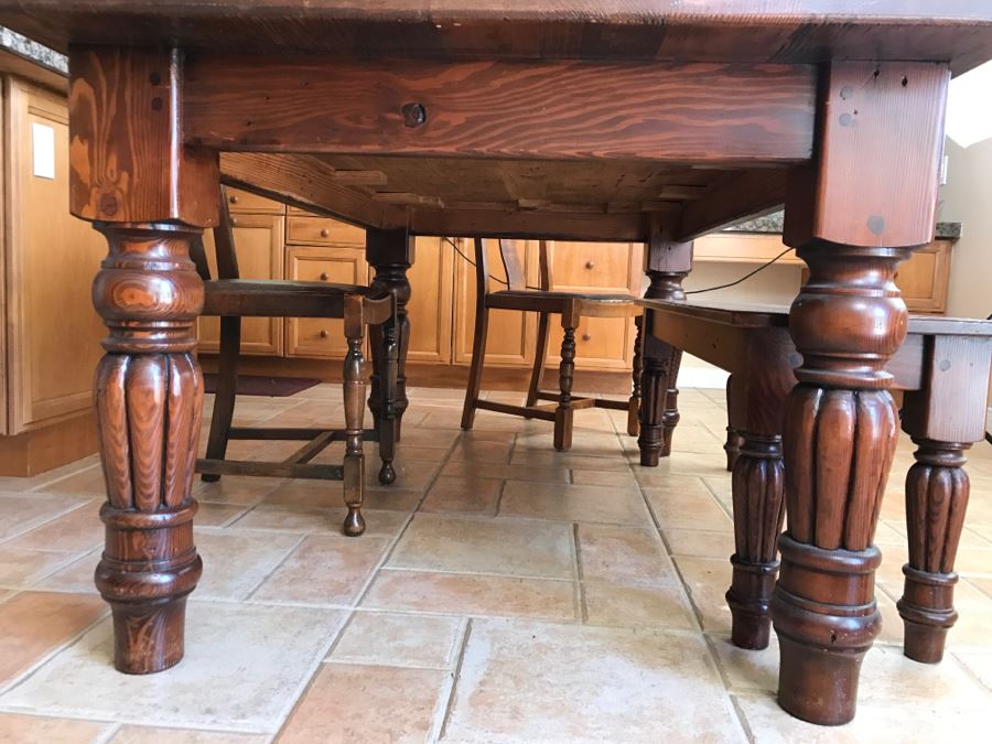 Solid Wood Farmhouse Table With Bench And (5) Vintage Chairs [Photo 15]