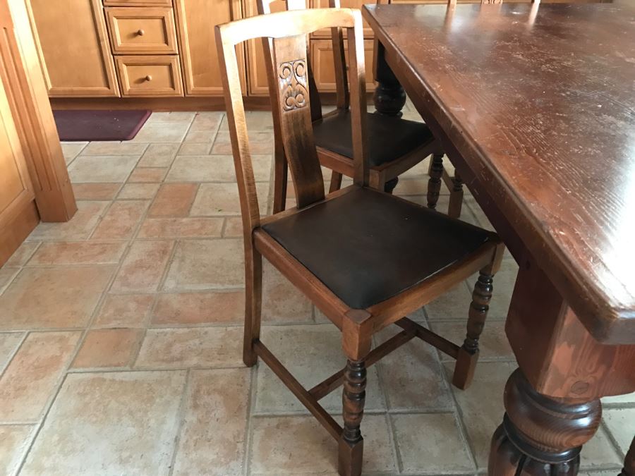 Solid Wood Farmhouse Table With Bench And (5) Vintage Chairs [Photo 29]