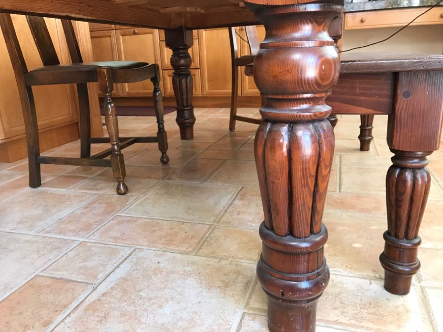 Solid Wood Farmhouse Table With Bench And (5) Vintage Chairs [Photo 21]