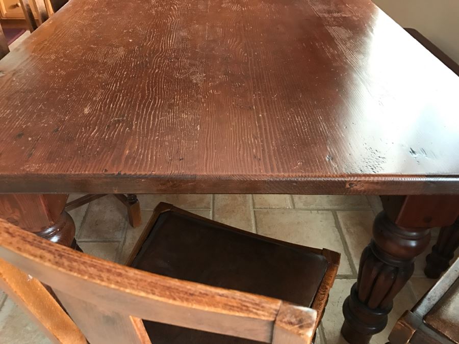 Solid Wood Farmhouse Table With Bench And (5) Vintage Chairs [Photo 31]