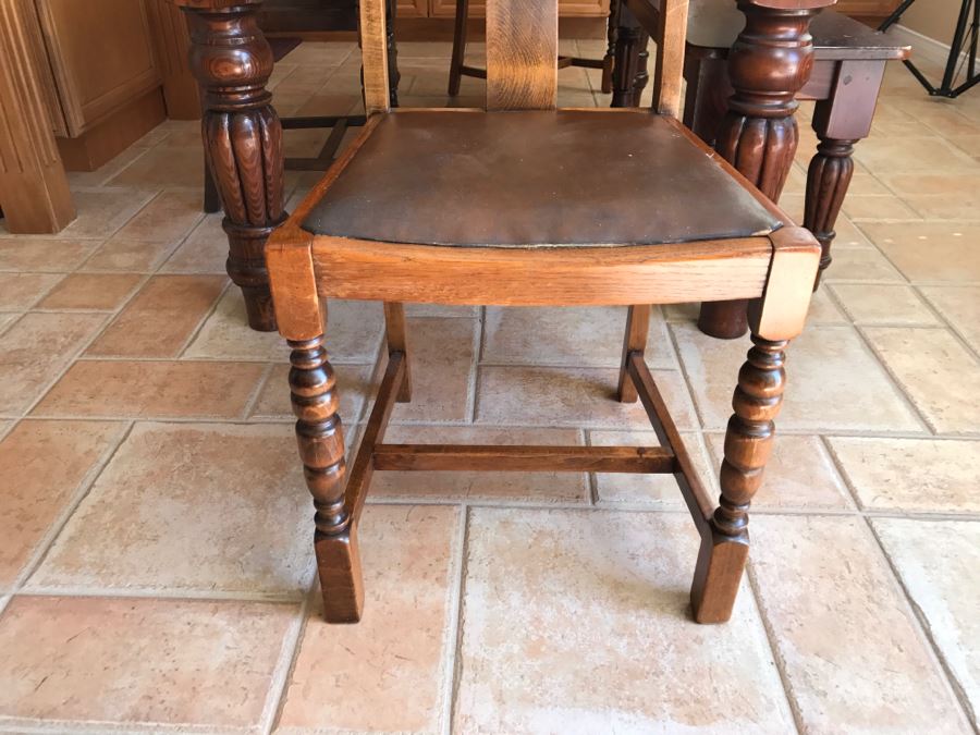 Solid Wood Farmhouse Table With Bench And (5) Vintage Chairs [Photo 13]