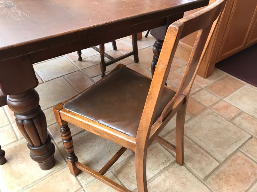 Solid Wood Farmhouse Table With Bench And (5) Vintage Chairs [Photo 20]