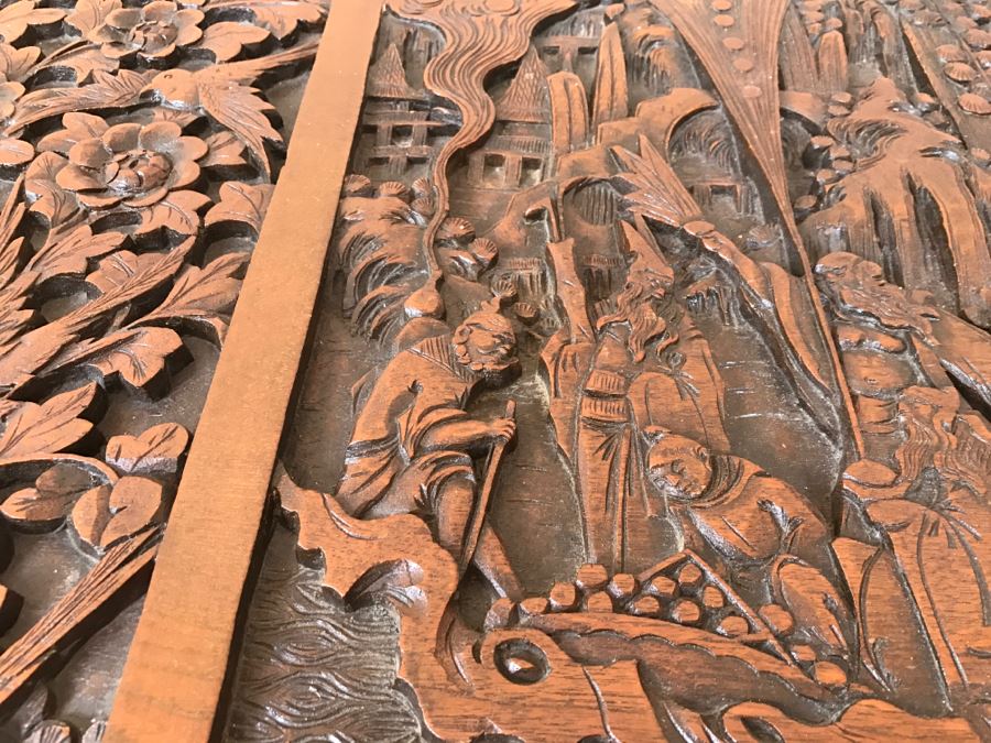 High Relief Carved Chinese Cedar Lined Chest (See Photos For Some Damage To Top And Lock Latch) [Photo 17]