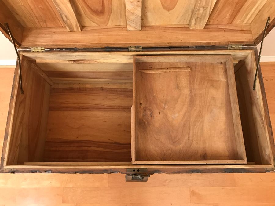 High Relief Carved Chinese Cedar Lined Chest (See Photos For Some Damage To Top And Lock Latch) [Photo 36]