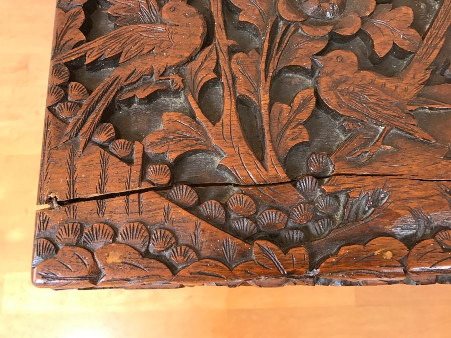 High Relief Carved Chinese Cedar Lined Chest (See Photos For Some Damage To Top And Lock Latch) [Photo 31]