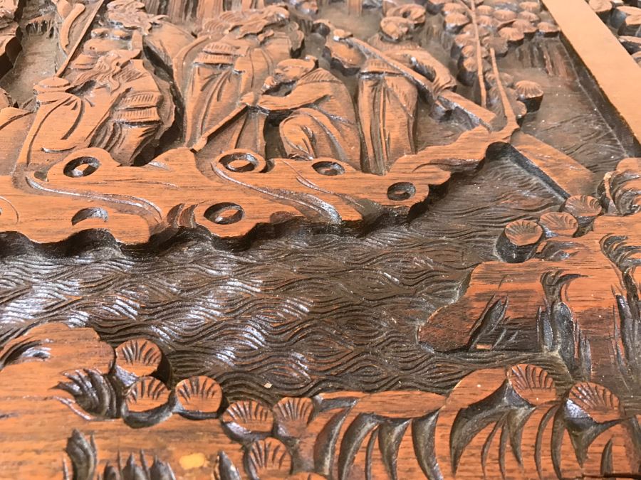 High Relief Carved Chinese Cedar Lined Chest (See Photos For Some Damage To Top And Lock Latch) [Photo 15]