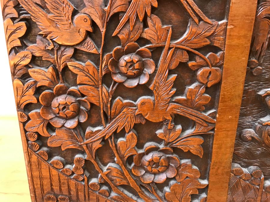 High Relief Carved Chinese Cedar Lined Chest (See Photos For Some Damage To Top And Lock Latch) [Photo 6]