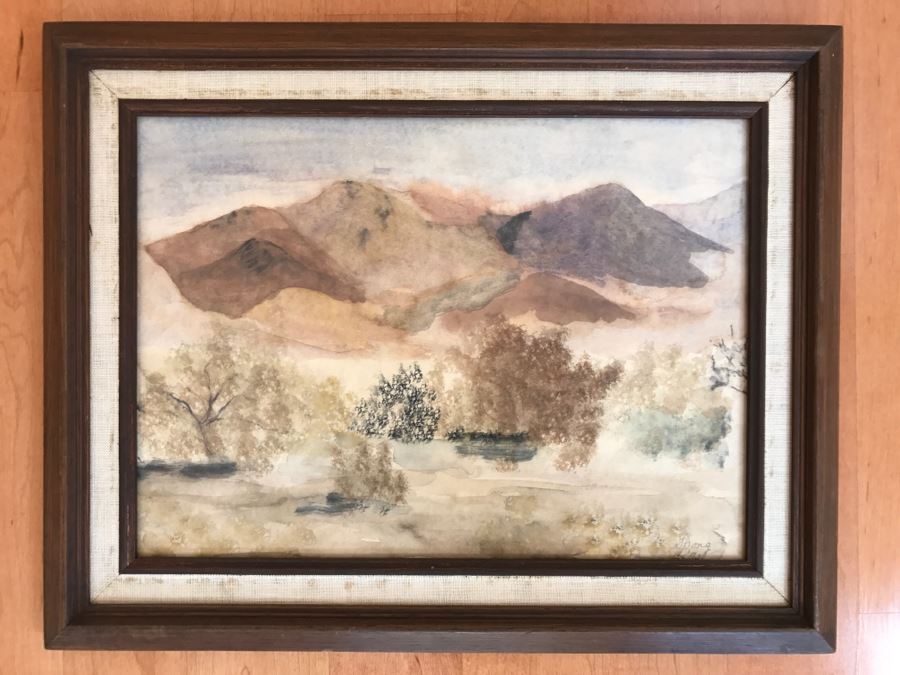 Original Plein Air Desert Landscape Painting Signed Spong '72