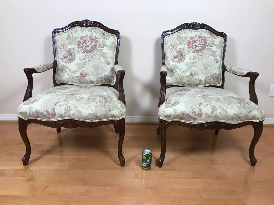 Pair Of Drexel Heritage Upholstered Armchairs