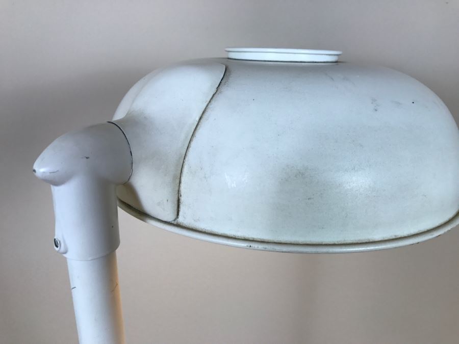 Mid-Century Modern Art Deco Industrial Swivel Light Metal Floor Lamp With Two Toggle Switches And Outlet On Pole Lighted Base Used In Hospitals By American Hospital Supply Corporation [Photo 10]