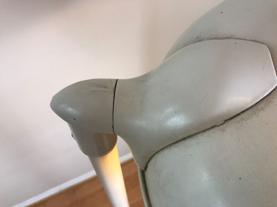 Mid-Century Modern Art Deco Industrial Swivel Light Metal Floor Lamp With Two Toggle Switches And Outlet On Pole Lighted Base Used In Hospitals By American Hospital Supply Corporation [Photo 18]