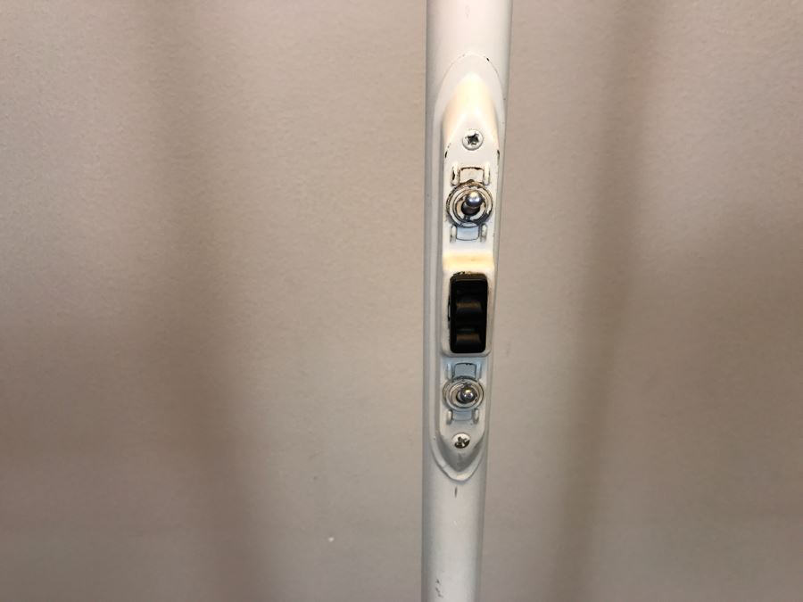 Mid-Century Modern Art Deco Industrial Swivel Light Metal Floor Lamp With Two Toggle Switches And Outlet On Pole Lighted Base Used In Hospitals By American Hospital Supply Corporation [Photo 5]