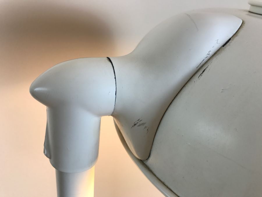 Mid-Century Modern Art Deco Industrial Swivel Light Metal Floor Lamp With Two Toggle Switches And Outlet On Pole Lighted Base Used In Hospitals By American Hospital Supply Corporation [Photo 11]