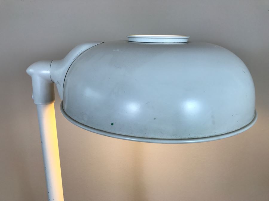 Mid-Century Modern Art Deco Industrial Swivel Light Metal Floor Lamp With Two Toggle Switches And Outlet On Pole Lighted Base Used In Hospitals By American Hospital Supply Corporation [Photo 9]