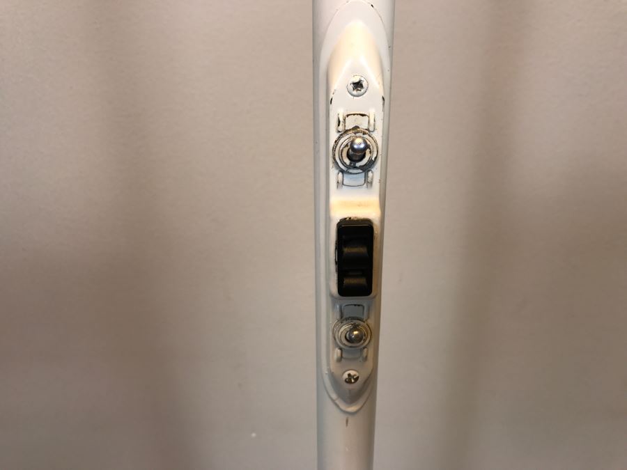 Mid-Century Modern Art Deco Industrial Swivel Light Metal Floor Lamp With Two Toggle Switches And Outlet On Pole Lighted Base Used In Hospitals By American Hospital Supply Corporation [Photo 6]