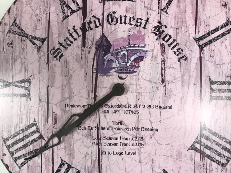 Large Reproduction Battery Powered Wall Clock Stafford Guest House England [Photo 2]