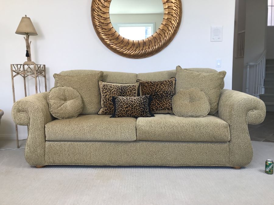 Nice Designer Upholstered Sofa With Throw Pillows [Photo 5]