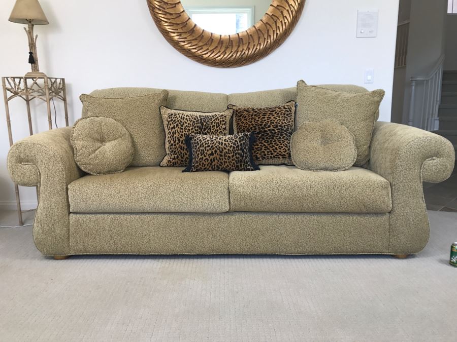 Nice Designer Upholstered Sofa With Throw Pillows [Photo 2]