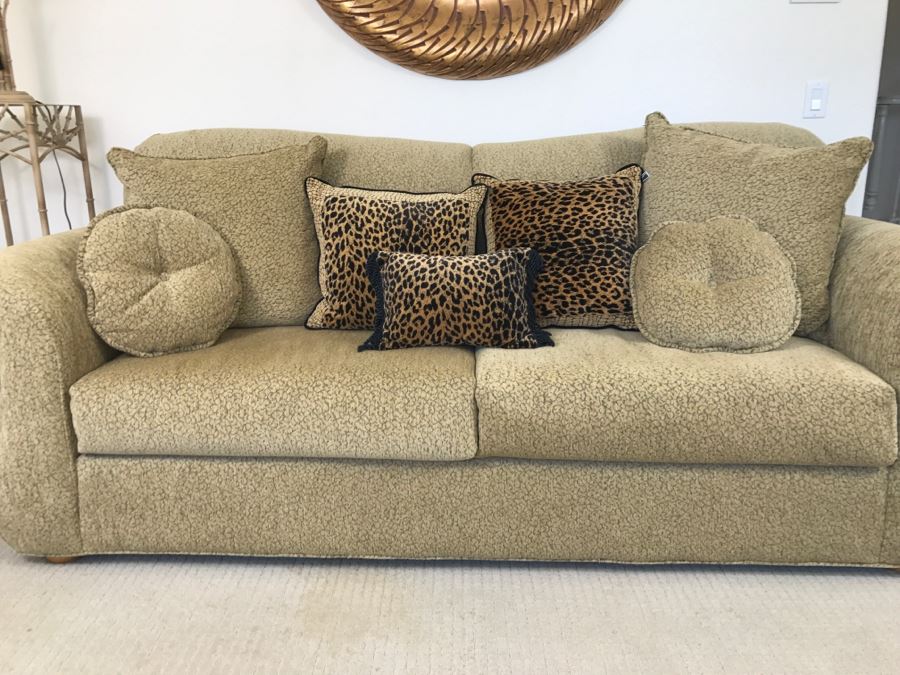 Nice Designer Upholstered Sofa With Throw Pillows [Photo 4]