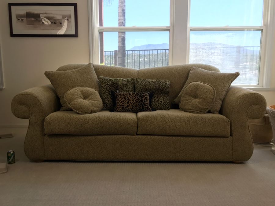 Nice Designer Upholstered Sofa With Throw Pillows (Matches Other Sofa In Sale) [Photo 3]