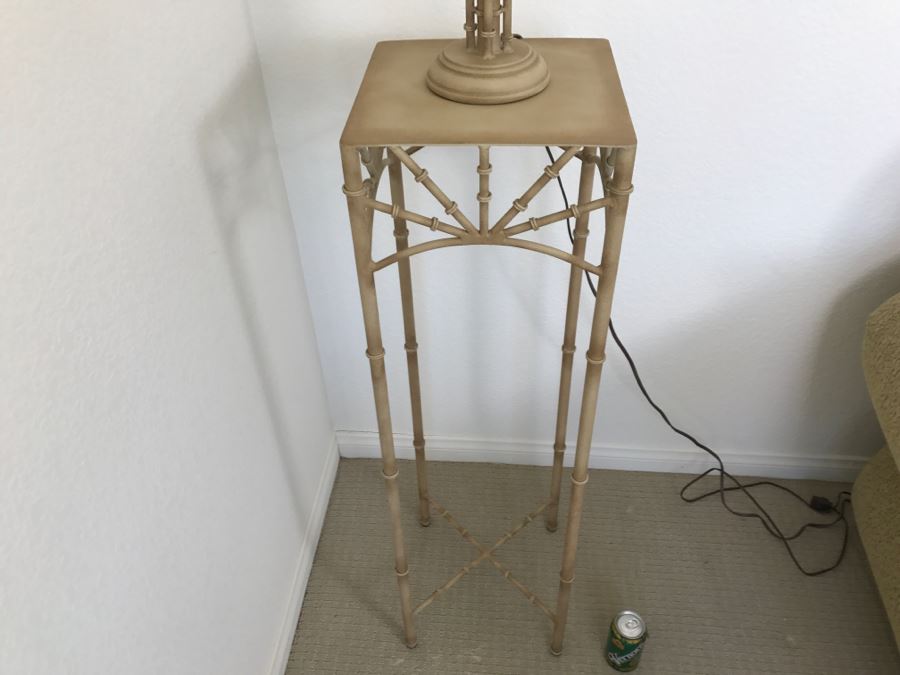 Metal Bamboo Motif Table With Matching Table Lamp 42'H X 12'W [Photo 2]