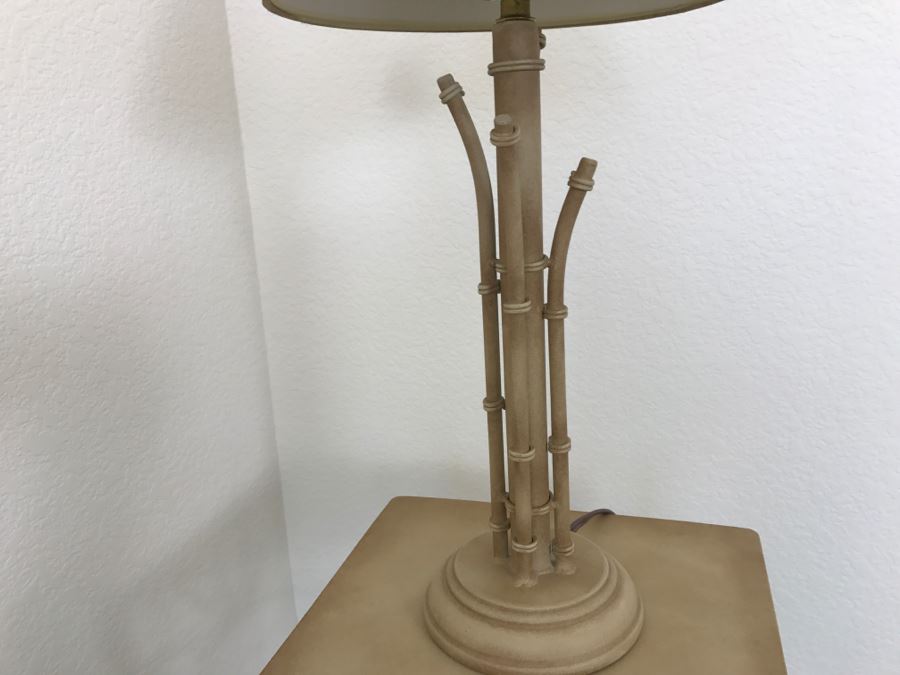 Metal Bamboo Motif Table With Matching Table Lamp 42'H X 12'W [Photo 6]