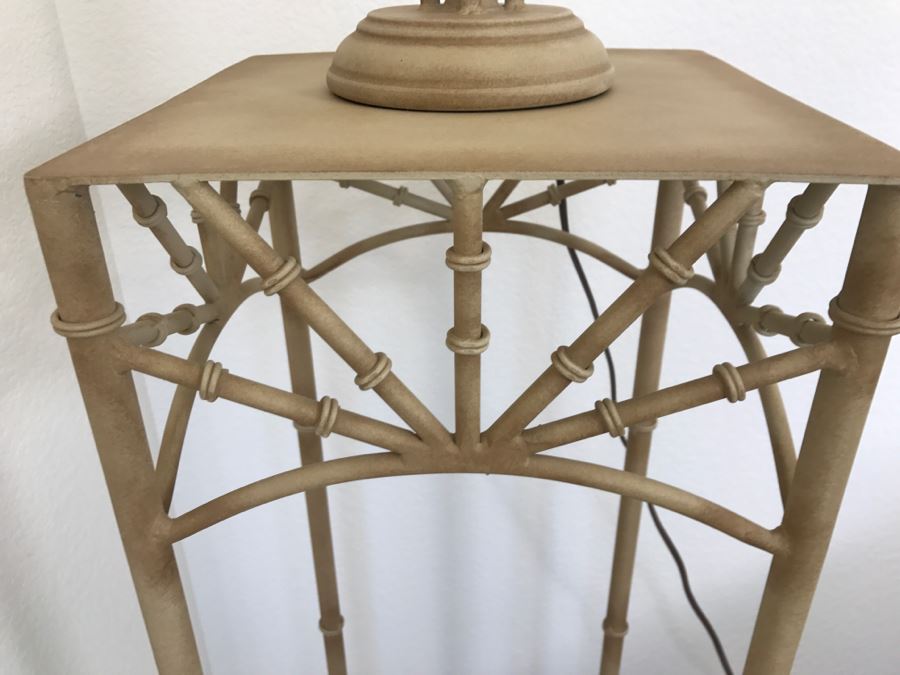 Metal Bamboo Motif Table With Matching Table Lamp 42'H X 12'W [Photo 3]