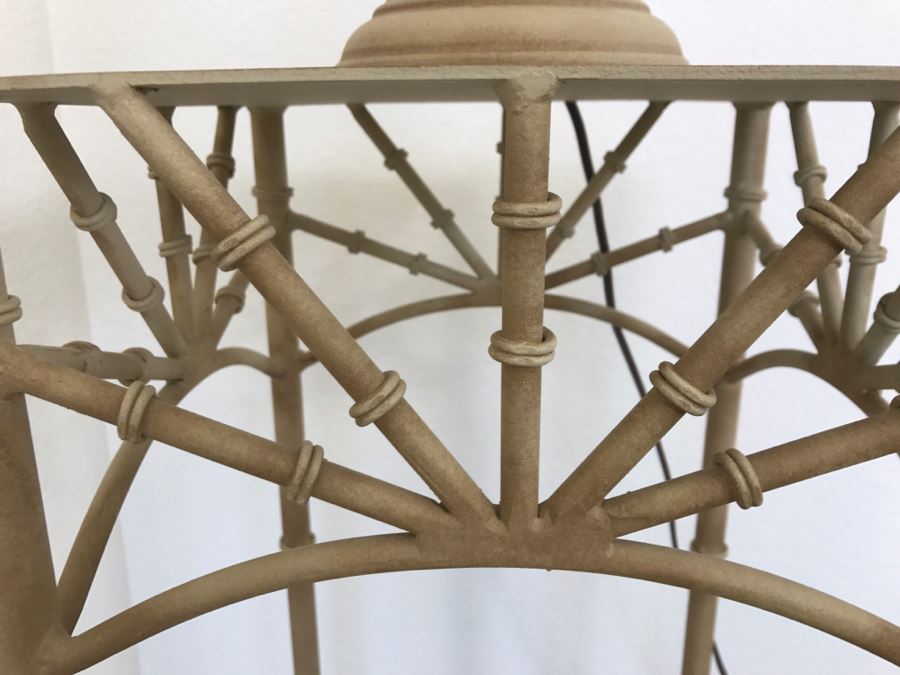 Metal Bamboo Motif Table With Matching Table Lamp 42'H X 12'W [Photo 4]