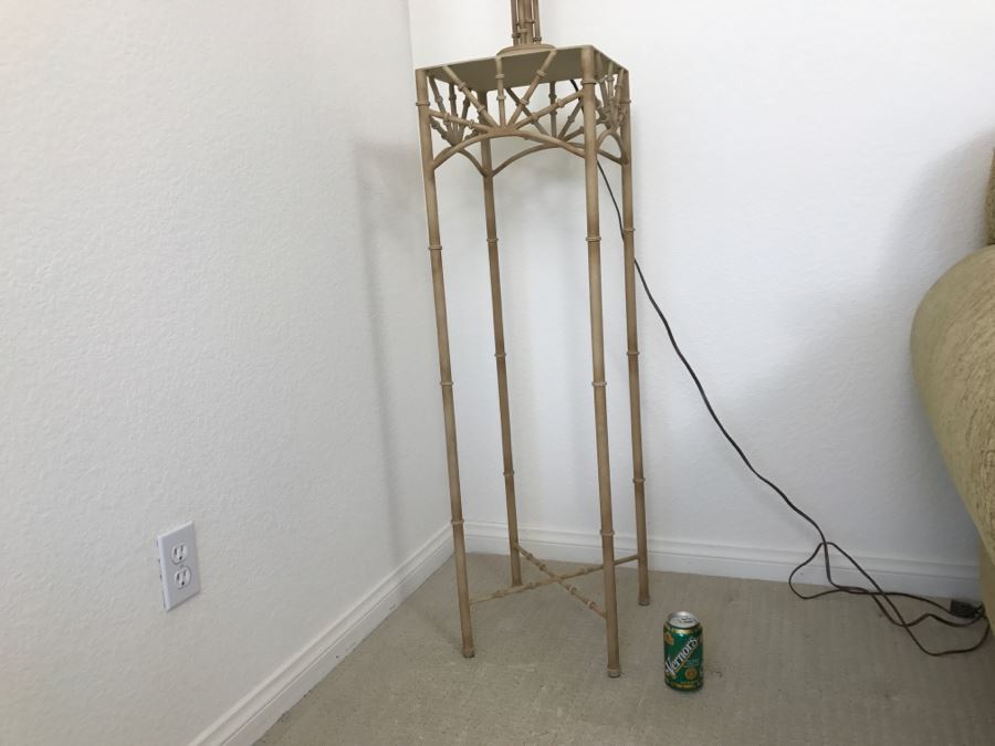 Metal Bamboo Motif Table With Matching Table Lamp 42'H X 12'W [Photo 9]
