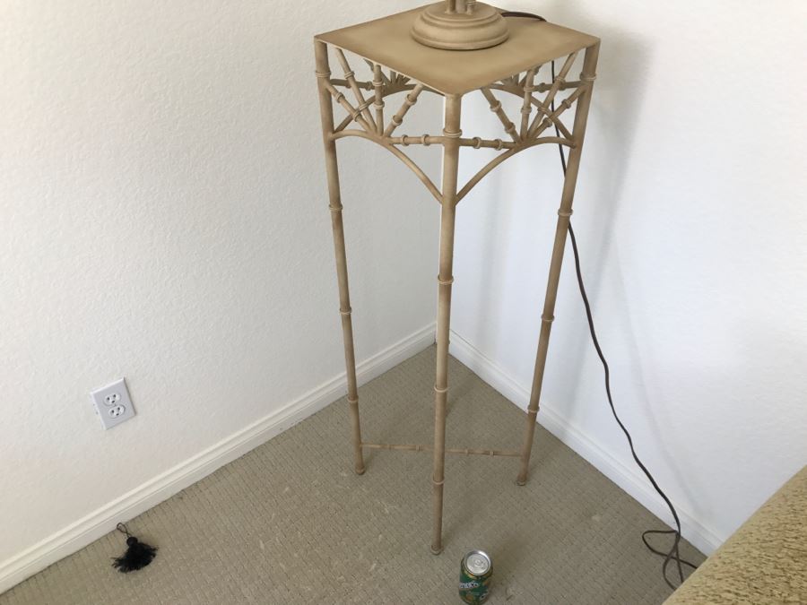 Metal Bamboo Motif Table With Matching Table Lamp 42'H X 12'W [Photo 8]