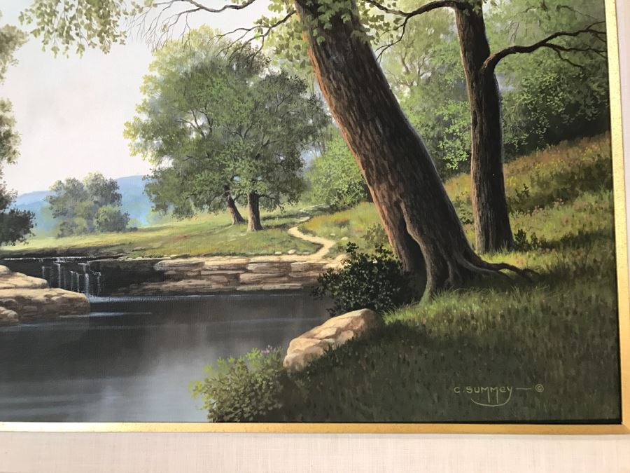 Original Plein Air Landscape Oil Painting By Charles C Summey (Born 1936) In Stunnning Gilt Frame 36' X 24' [Photo 8]