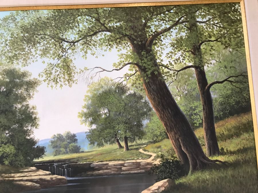 Original Plein Air Landscape Oil Painting By Charles C Summey (Born 1936) In Stunnning Gilt Frame 36' X 24' [Photo 7]