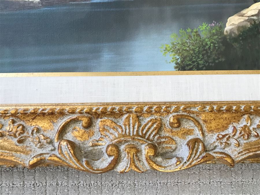 Original Plein Air Landscape Oil Painting By Charles C Summey (Born 1936) In Stunnning Gilt Frame 36' X 24' [Photo 14]