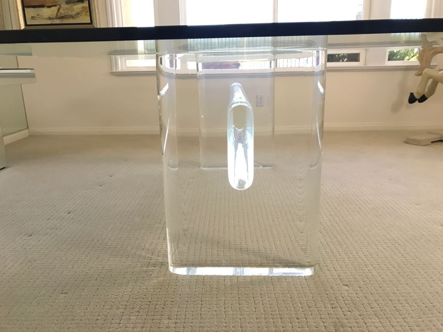 Signed Mid-Century Modern Karl Springer Lucite Dining Table With Glass Top Retails $15,000 4' X 8' [Photo 5]