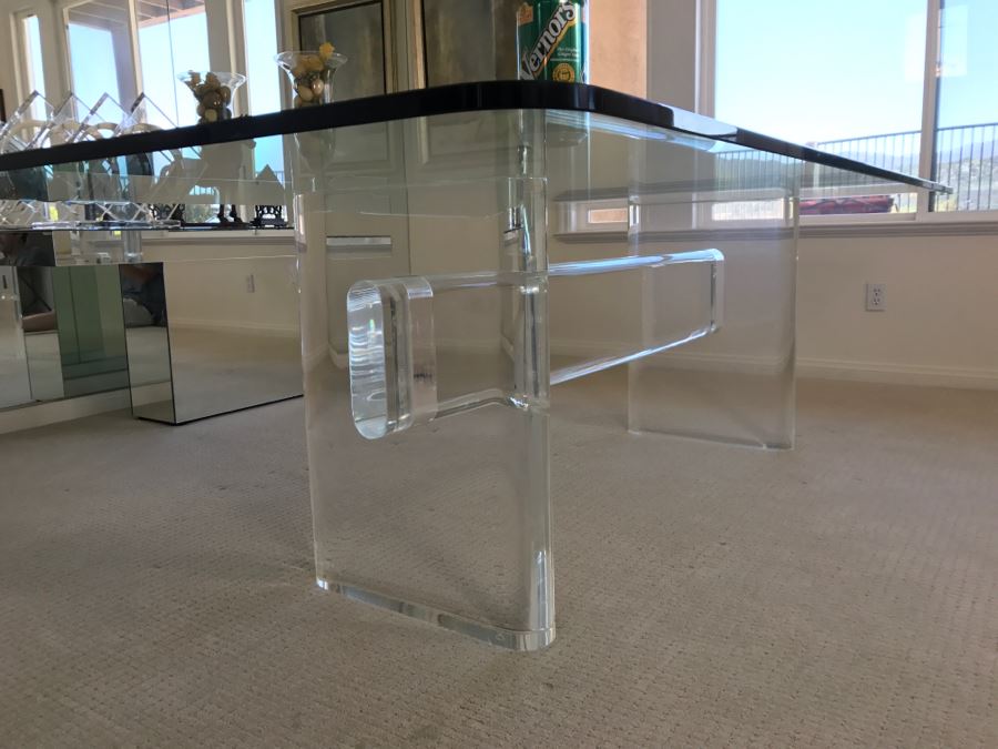 Signed Mid-Century Modern Karl Springer Lucite Dining Table With Glass Top Retails $15,000 4' X 8' [Photo 9]