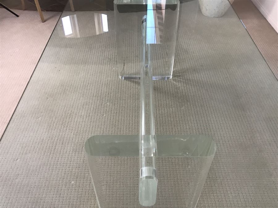 Signed Mid-Century Modern Karl Springer Lucite Dining Table With Glass Top Retails $15,000 4' X 8' [Photo 16]