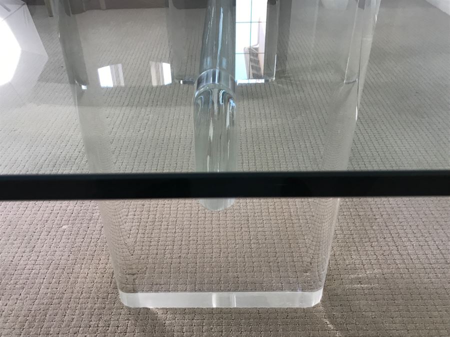 Signed Mid-Century Modern Karl Springer Lucite Dining Table With Glass Top Retails $15,000 4' X 8' [Photo 18]